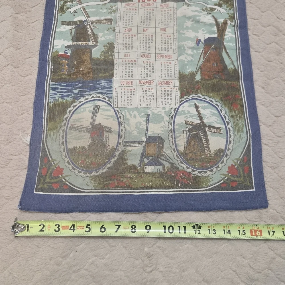Vintage 1989 Holland-themed Calendar Tea Towel